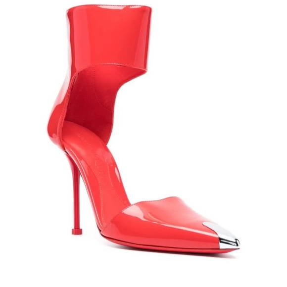 NWB Alexander McQueen Women's Red Patent Leather D'Orsay Pumps Shoes Size 7.5 - Picture 6 of 7